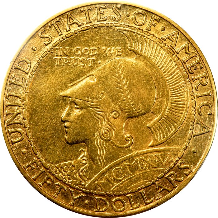 1915-S Panama-Pacific Round Commemorative Gold Fifty Dollar ($50) Photo 3