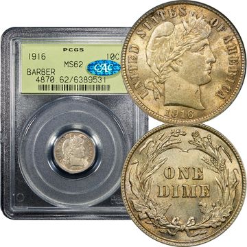 1916 Barber Dime (10c) OGH Composite Image