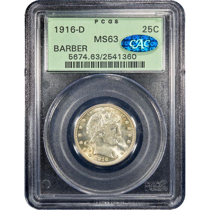 1916-D Barber Quarter (25c) OGH Obverse Slab Image