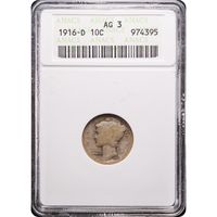 1916-D Mercury Dime (10c) Obverse Slab Image