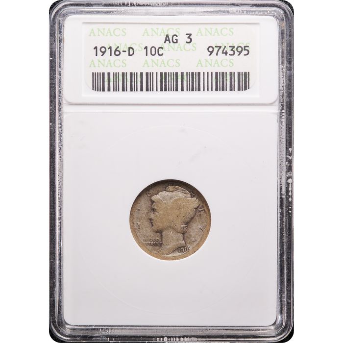1916-D Mercury Dime (10c) Obverse Slab Image