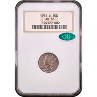 1916-D Mercury Dime (10c) Obverse Slab Image