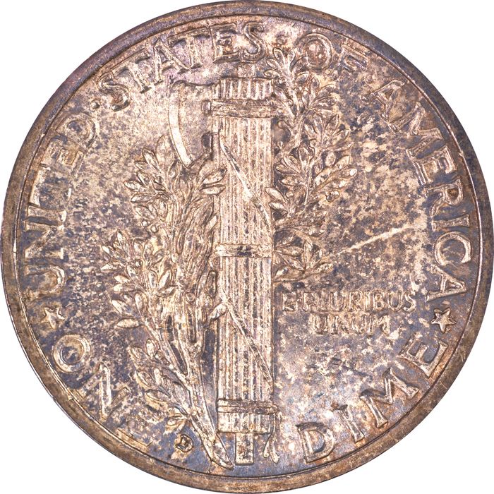 1916-D Mercury Dime (10c) Reverse Image