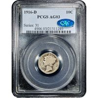 1916-D Mercury Dime (10c) Obverse Slab Image