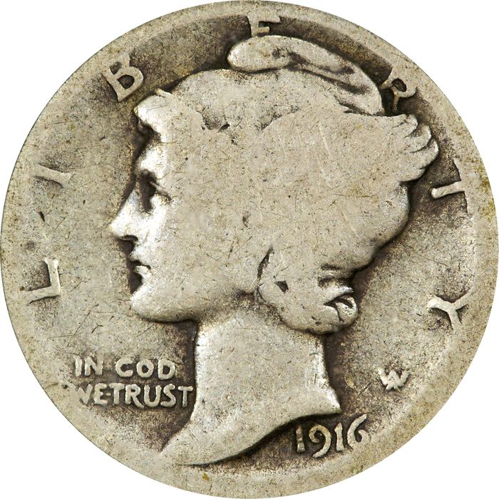 1916-D Mercury Dime (10c) Obverse Image