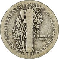 1916-D Mercury Dime (10c) Reverse Image
