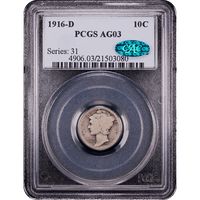 1916-D Mercury Dime (10c) Obverse Slab Image