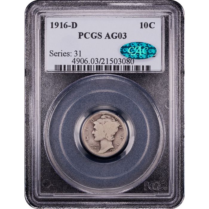 1916-D Mercury Dime (10c) Obverse Slab Image