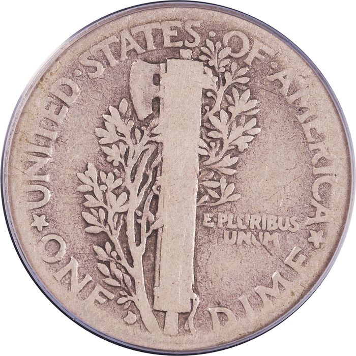 1916-D Mercury Dime (10c) Reverse Image