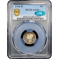 1916-D Mercury Dime (10c) Obverse Image