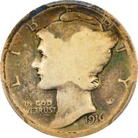 1916-D Mercury Dime (10c) Photo 3