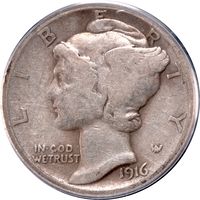 1916-D Mercury Dime (10c) Photo 3