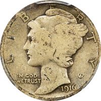1916-D Mercury Dime (10c) Photo 3