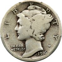 1916-D Mercury Dime (10c) Obverse Image
