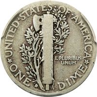 1916-D Mercury Dime (10c) Reverse Image