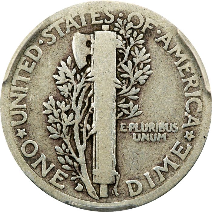 1916-D Mercury Dime (10c) Reverse Image