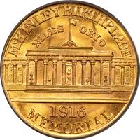 1916 McKinley Commemorative Gold Dollar (G$1) Reverse Image