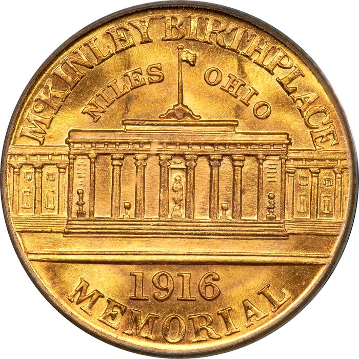 1916 McKinley Commemorative Gold Dollar (G$1) Reverse Image