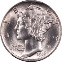 1916 Mercury Dime (10c) Obverse Image