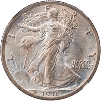 1916 Walking Liberty Half Dollar (50c) Photo 3