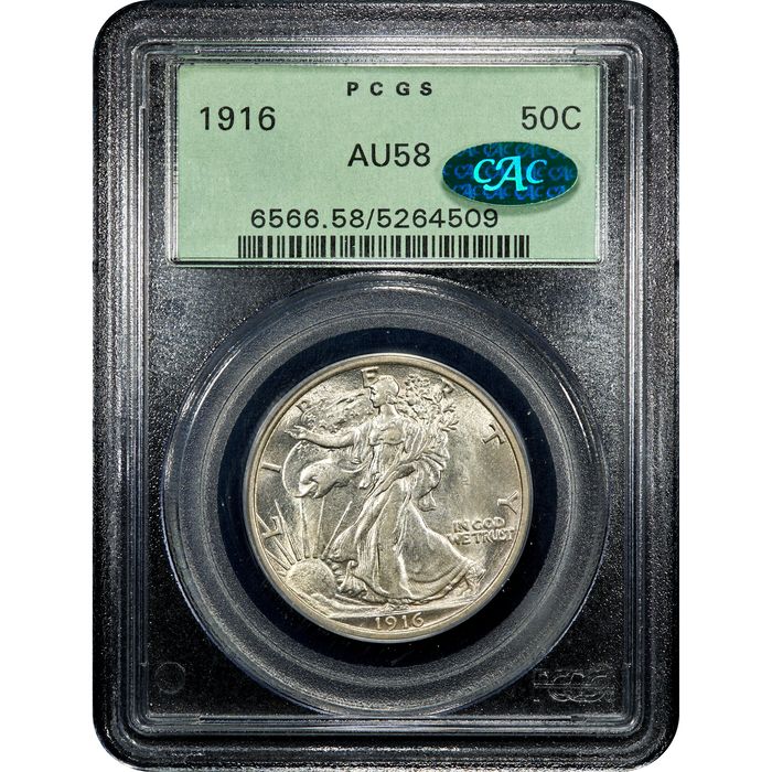 1916 Walking Liberty Half Dollar (50c) OGH Obverse Slab Image