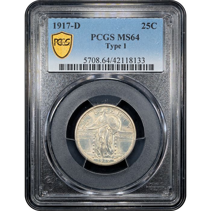 1917-D Type 1 Standing Liberty Quarter (25c) Obverse Slab Image