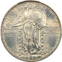 1917-D Type 1 Standing Liberty Quarter (25c) Obverse Image