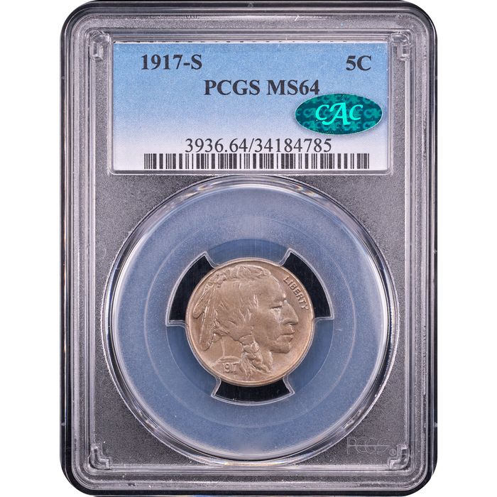 1917-S Buffalo Nickel (5c) Obverse Slab Image