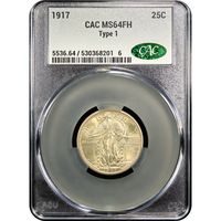 1917 Type 1 Standing Liberty Quarter (25c) Obverse Slab Image