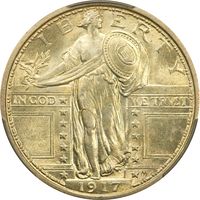 1917 Type 1 Standing Liberty Quarter (25c) Obverse Image