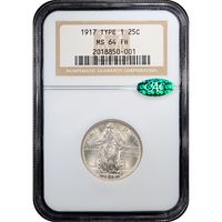 1917 Type 1 Standing Liberty Quarter (25c) Obverse Slab Image