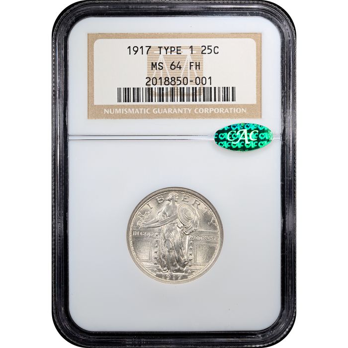 1917 Type 1 Standing Liberty Quarter (25c) Obverse Slab Image