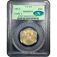 1917 Type 1 Standing Liberty Quarter (25c) OGH Obverse Image