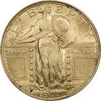 1917 Type 1 Standing Liberty Quarter (25c) OGH Photo 3