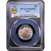 1917 Type 1 Standing Liberty Quarter (25c) Obverse Slab Image