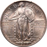 1917 Type 1 Standing Liberty Quarter (25c) Obverse Image