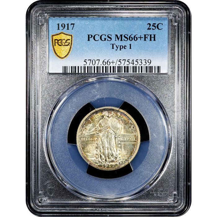 1917 Type 1 Standing Liberty Quarter (25c) Obverse Slab Image