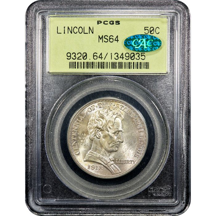 1918 Lincoln Commemorative Half Dollar (50c) OGH Obverse Image