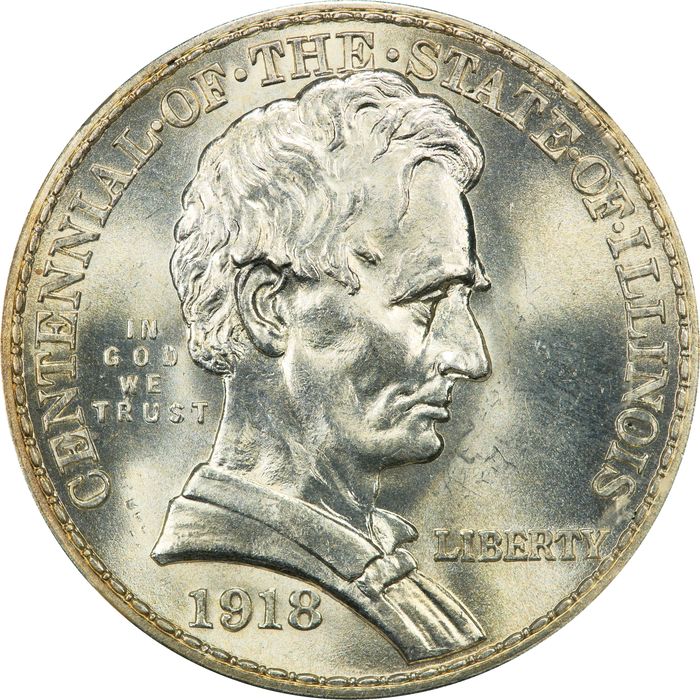 1918 Lincoln-Illinois Commem Half Dollar (50c) Photo 3