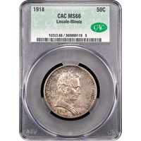 1918 Lincoln-Illinois Commemorative Half Dollar (50c) Obverse Slab Image