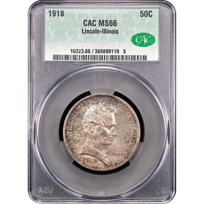1918 Lincoln-Illinois Commemorative Half Dollar (50c) Obverse Slab Image