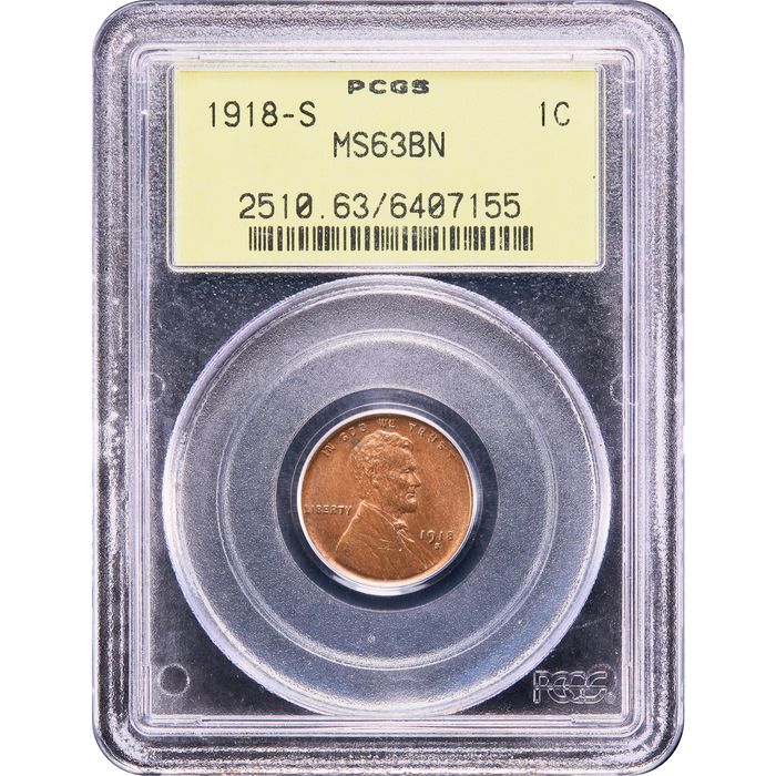 1918-S Lincoln Cent (1c) OGH Obverse Image