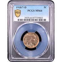 1918/7-D Buffalo Nickel (5c) Obverse Slab Image