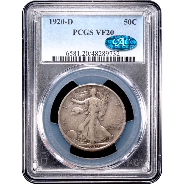 1920-D Walking Liberty Half Dollar (50c) Obverse Slab Image