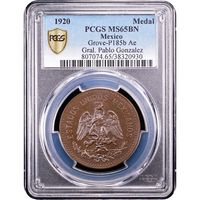 1920 Mexico Medal Grove-P185b Ae Obverse Slab Image
