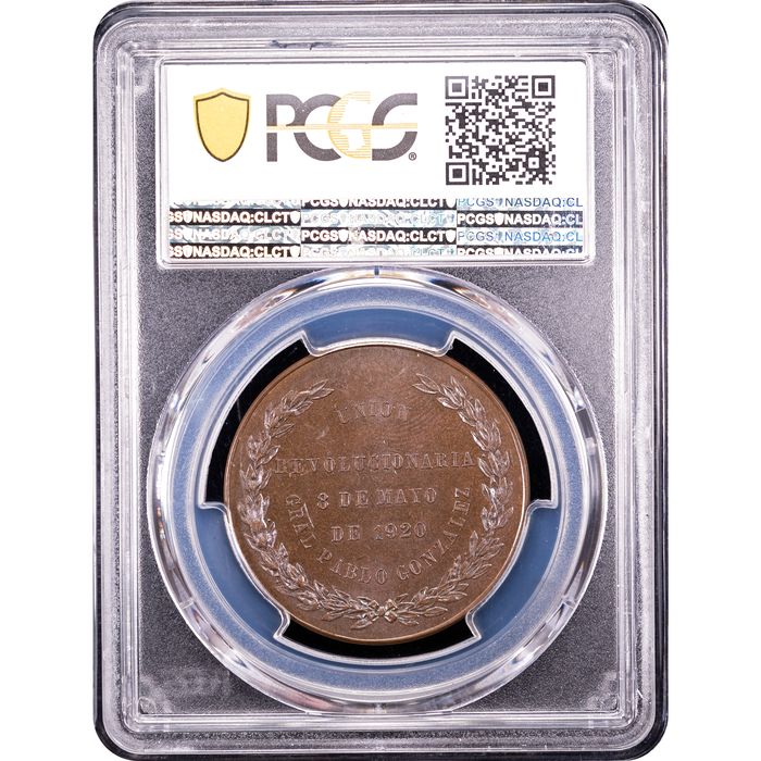 1920 Mexico Medal Grove-P185b Ae Reverse Slab Image
