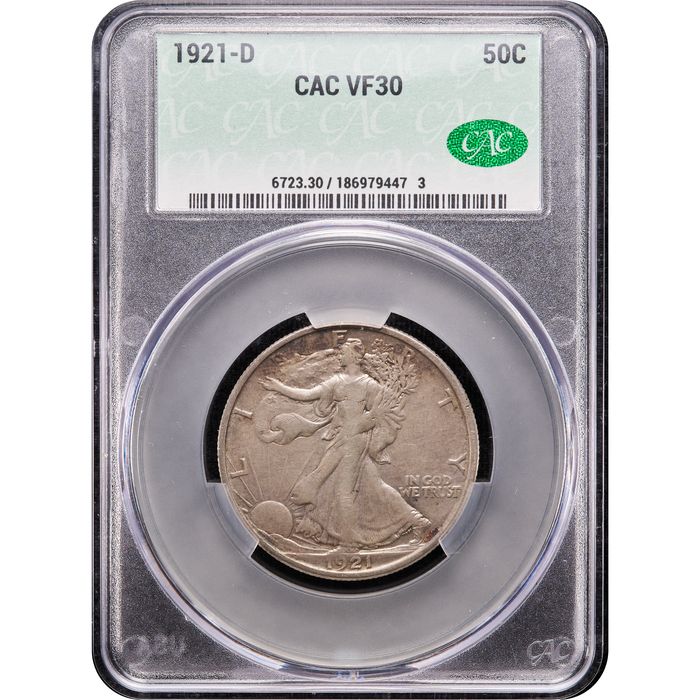 1921-D Walking Liberty Half Dollar (50c) Obverse Slab Image