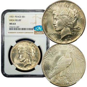 1921 High Relief Peace Dollar ($1) Composite Image