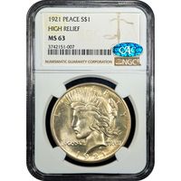 1921 High Relief Peace Dollar ($1) Obverse Image