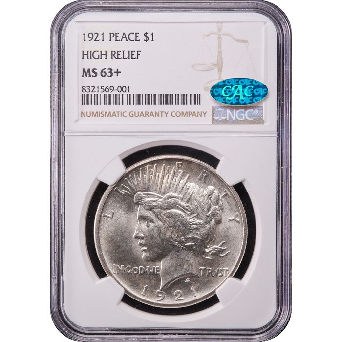 1921 High Relief Peace Dollar ($1)  Obverse Slab Image